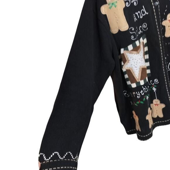 4528) The Quacker Factory Plus Black Sugar & Spice Knitted Christmas Sweater 3X - Picture 2 of 8